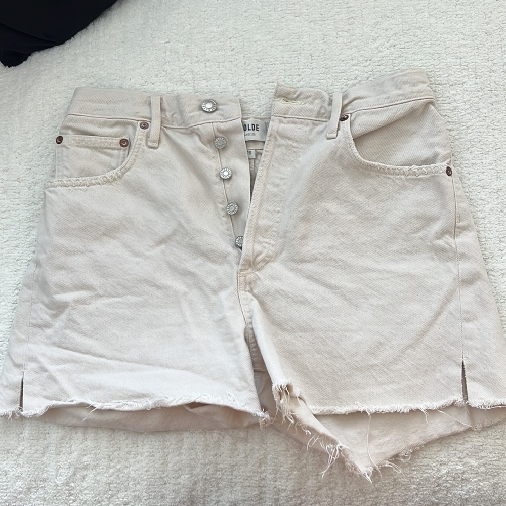Agolde dee white jean shorts - Picture 2 of 5